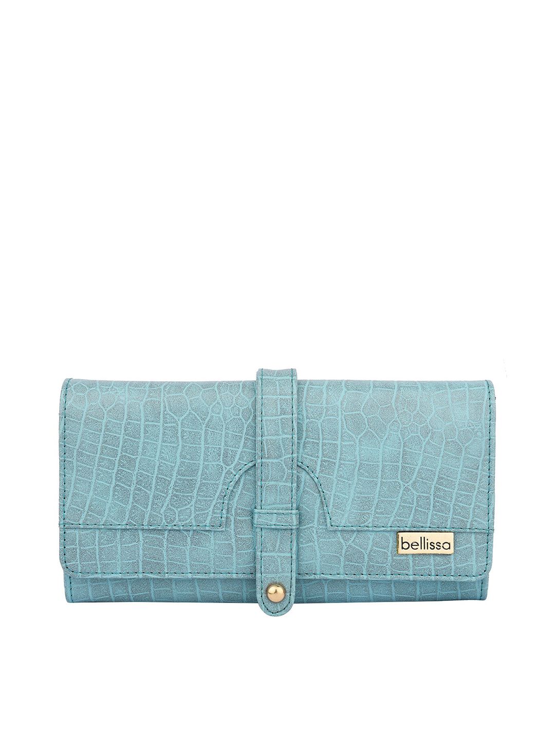 Bellissa Women Blue Abstract Textured PU Two Fold Wallet Price in India