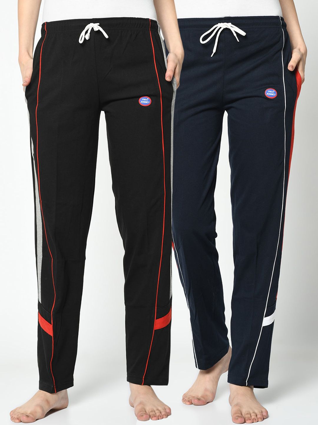 VIMAL JONNEY Women Pack Of 2 Black Solid Lounge Pants Price in India