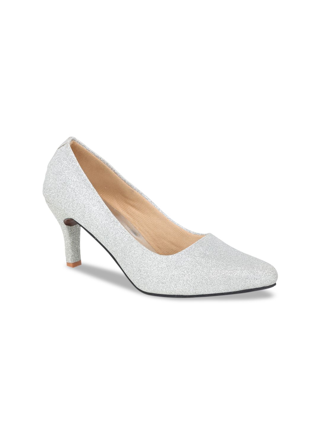 LONDON STEPS Silver-Toned Textured Stiletto Pumps Price in India