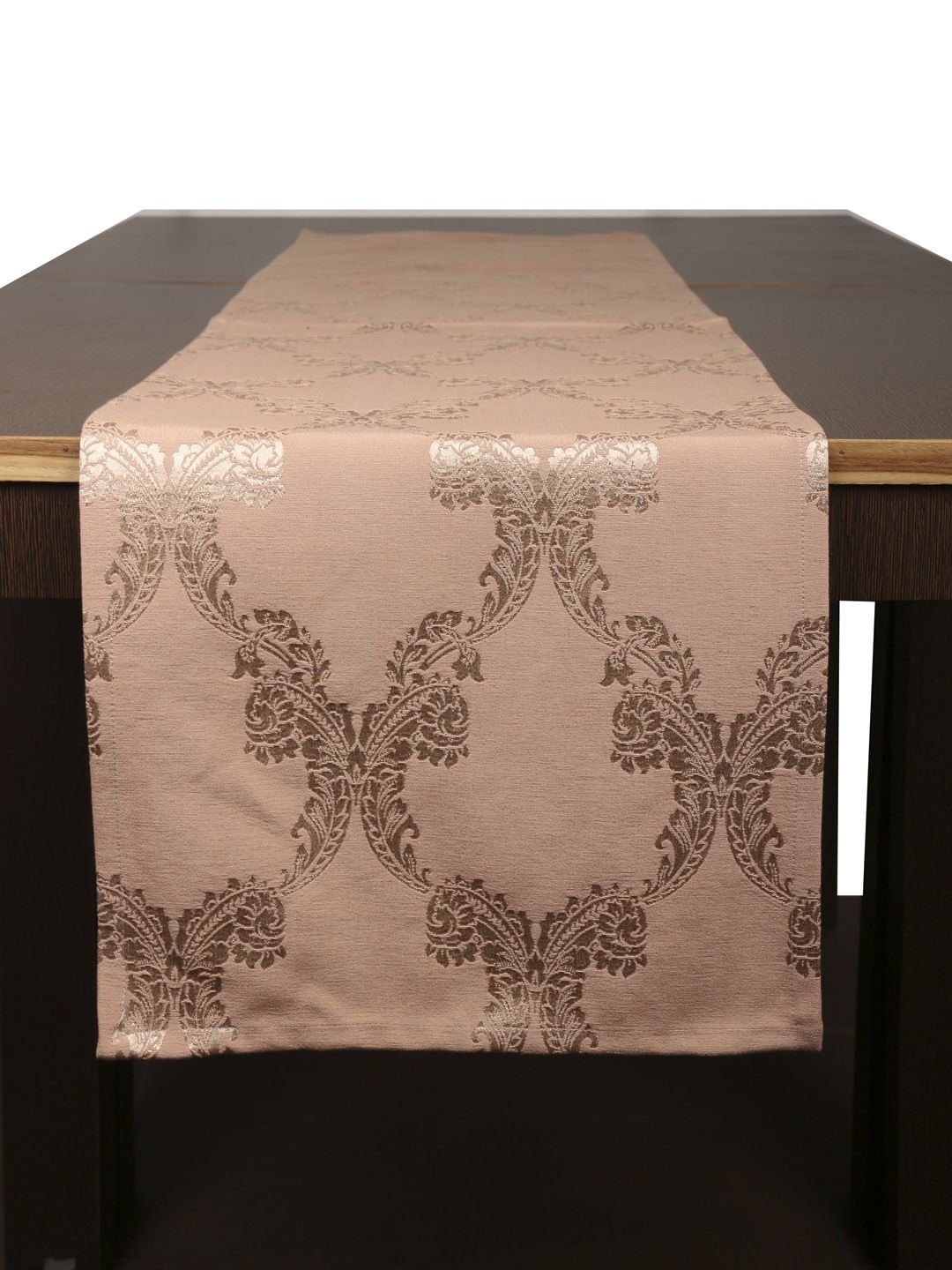Home Gold-Toned & Peach-Coloured Woven Design Table Runner Price in India
