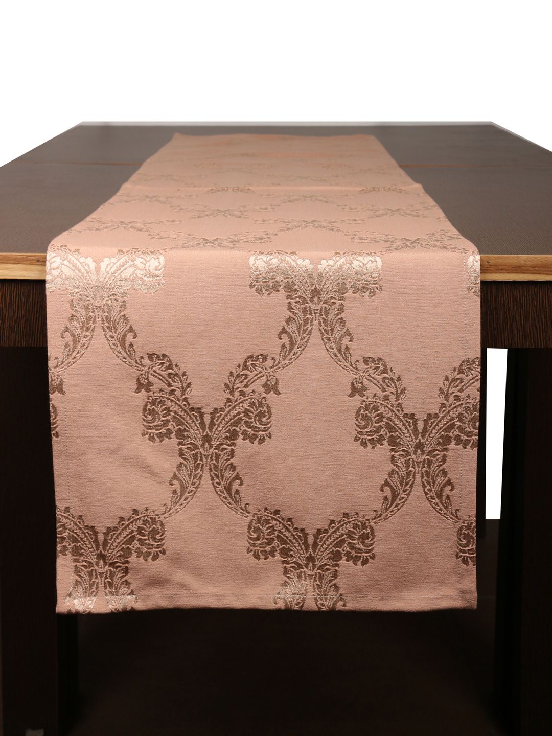 Home Peach-Coloured & Gold-Coloured Woven-Design Table Runner Price in India
