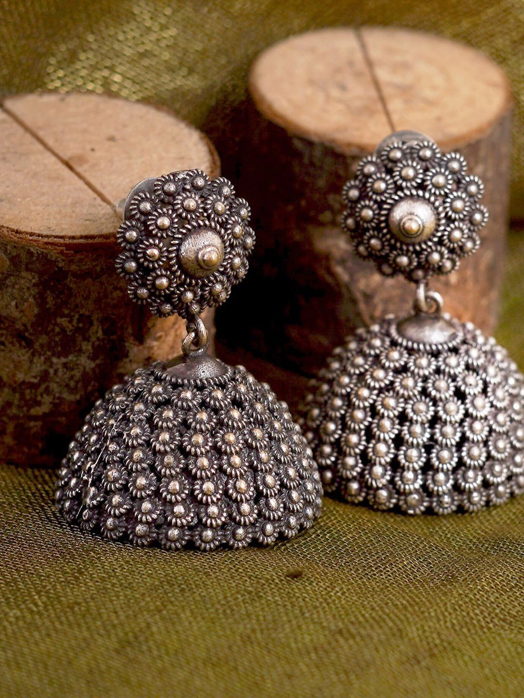 TEEJH Silver-Toned Contemporary Drop Earrings Price in India