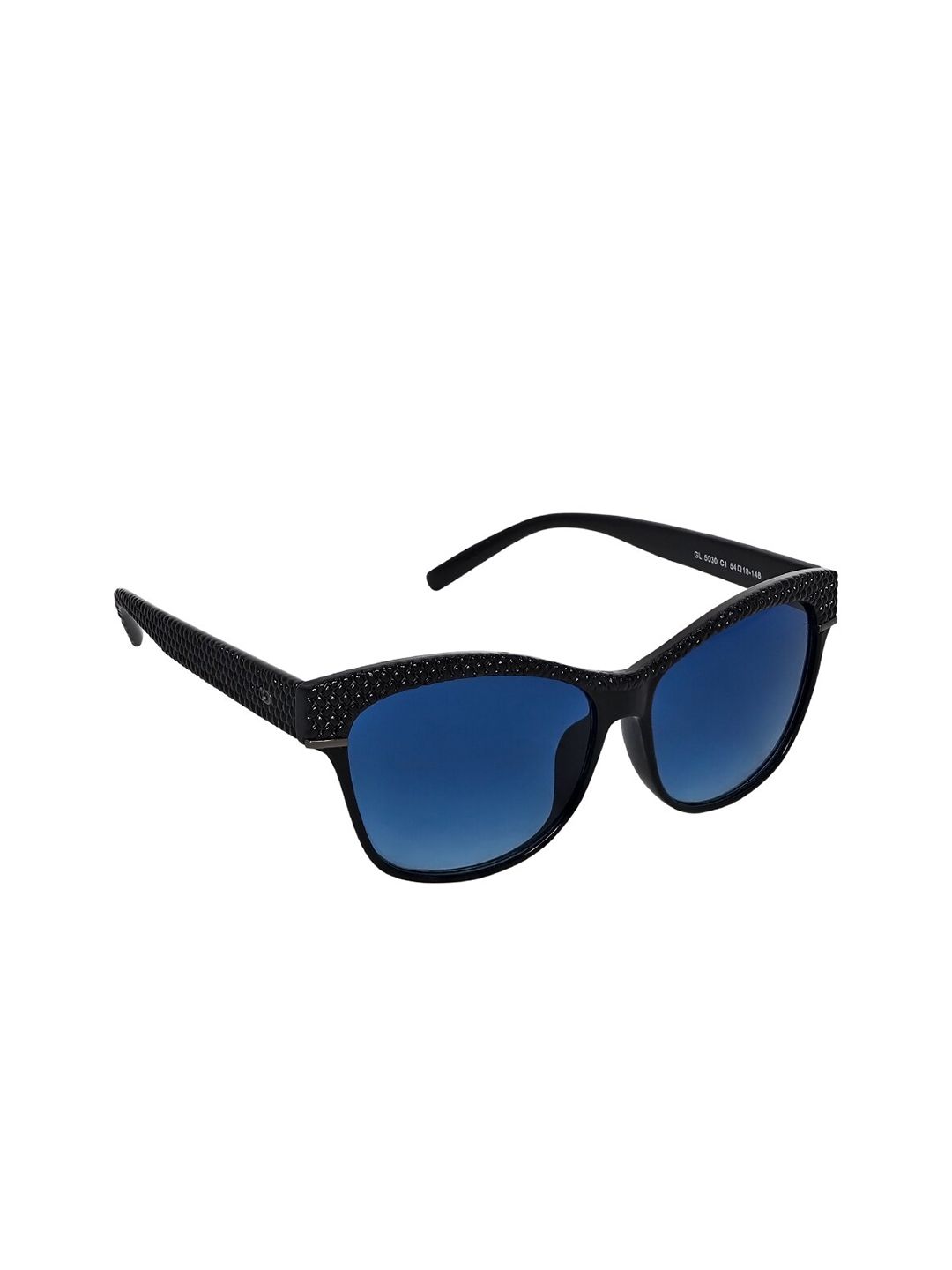 GIO COLLECTION Unisex Blue Lens & Black Wayfarer Sunglasses with UV Protected Lens