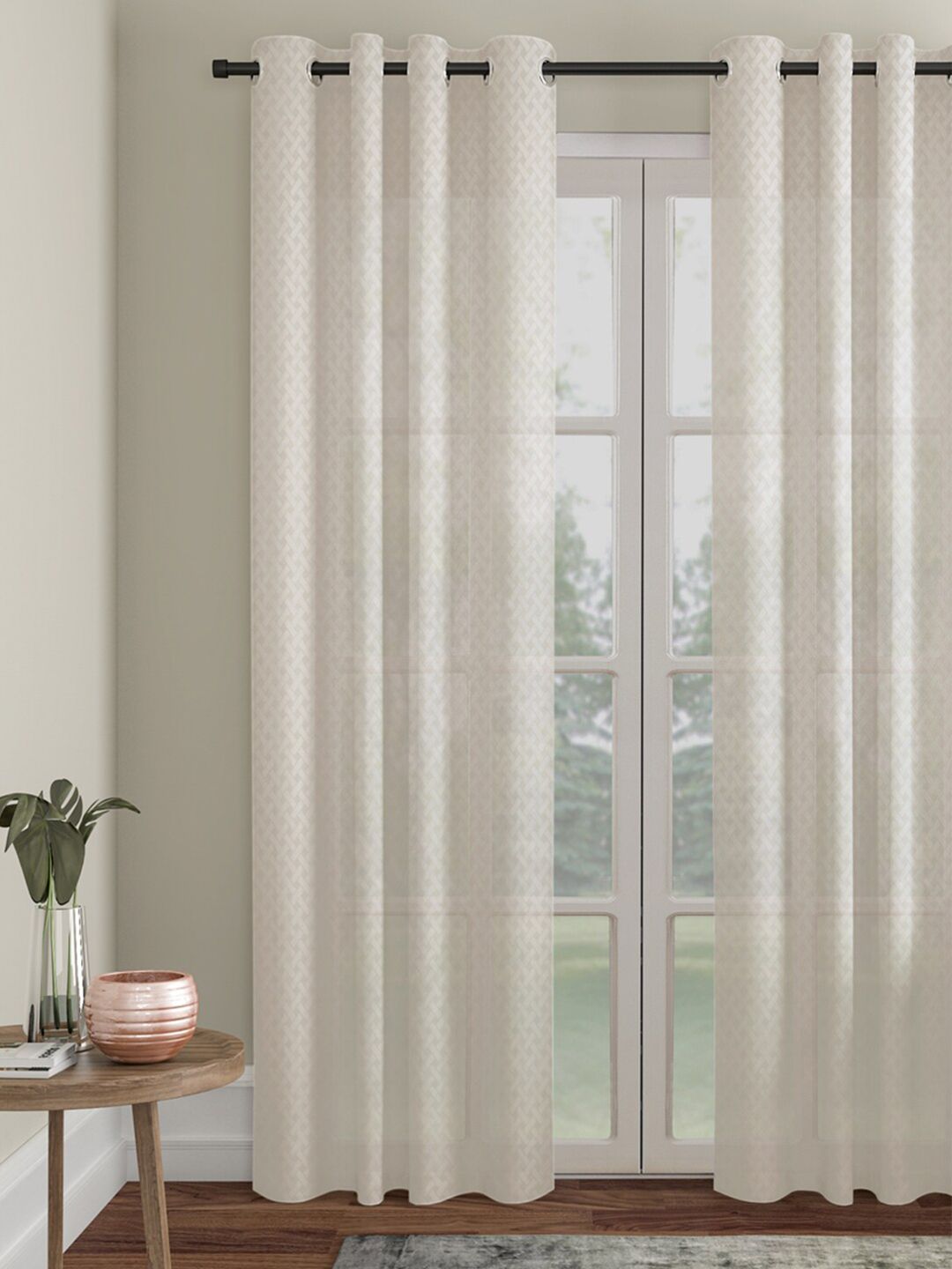 HOSTA HOMES Cream-Coloured Door Curtain Price in India