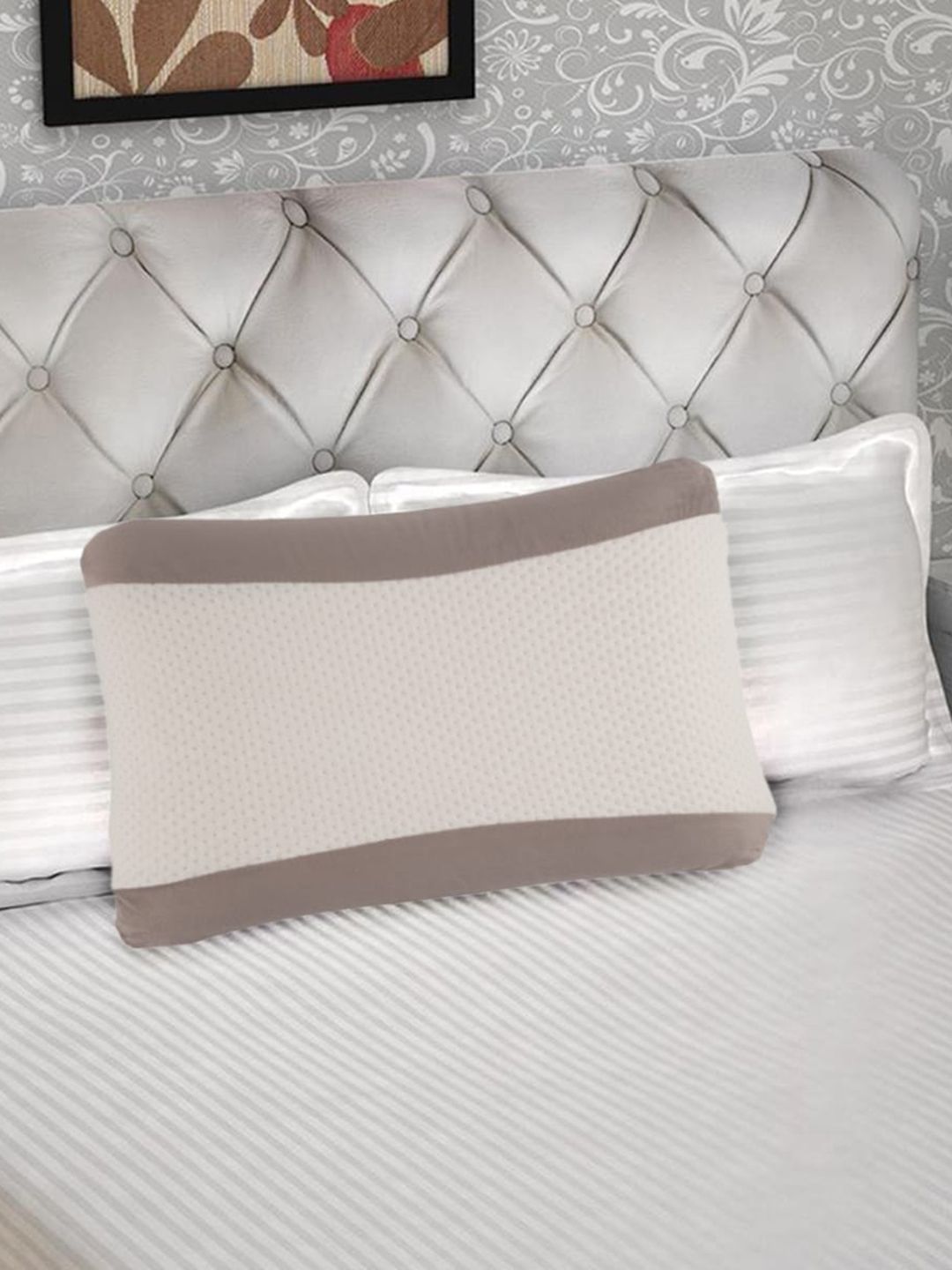 HomeTown Off-White Solid Memory Foam Sleep Pillow Price in India