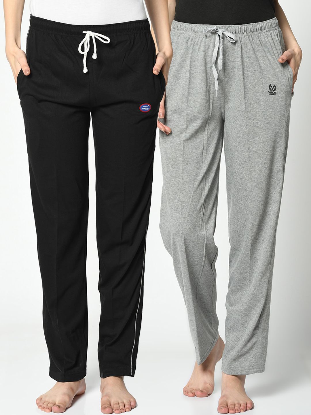 VIMAL JONNEY Women Pack Of 2 Solid Lounge Pants Price in India