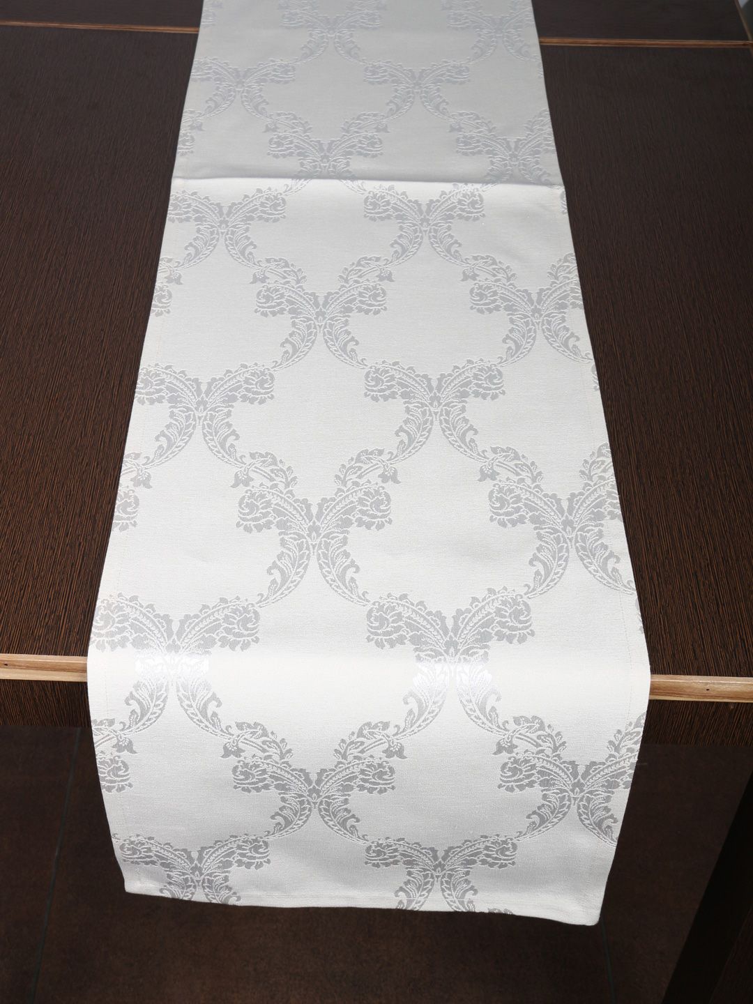 Home Cream-Colored & Grey Abstract Table Runner Price in India