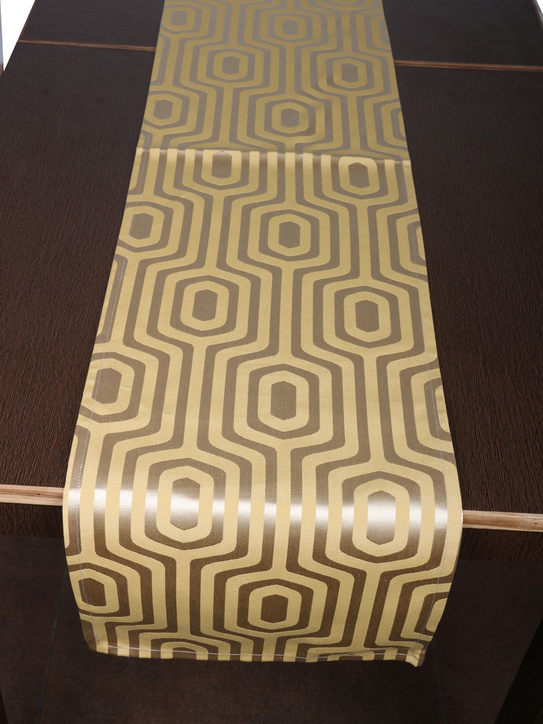 Home Gold-Toned & Mustard Yellow Woven Design Table Runner Price in India