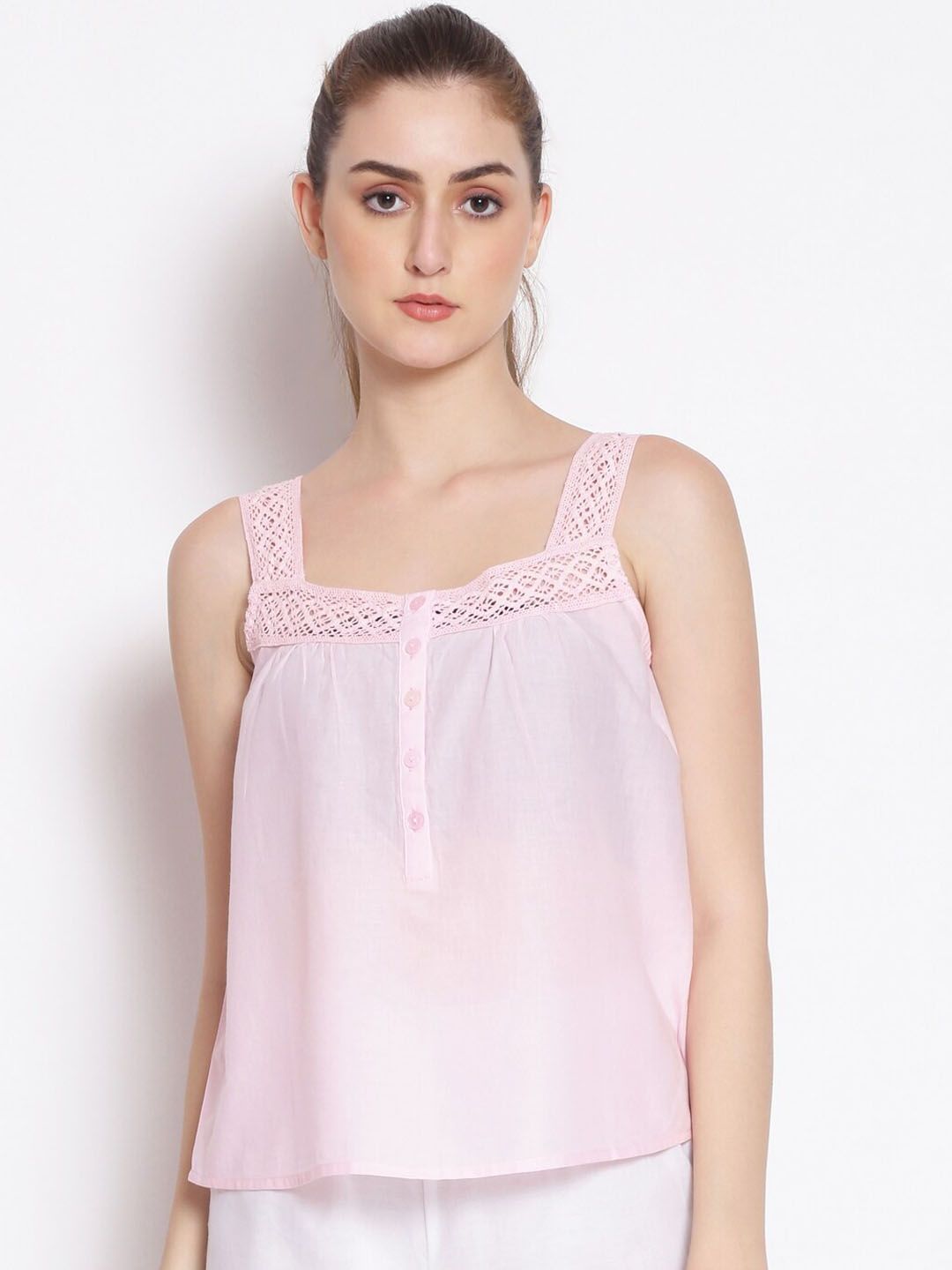 Oxolloxo Women Pink Solid Nightwear Top Price in India