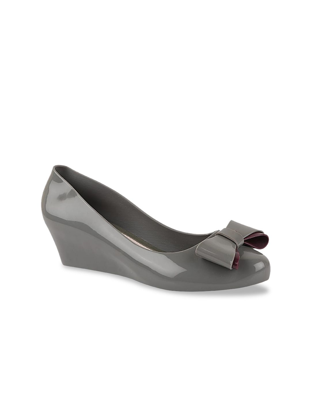 Shoetopia Grey Wedge Pumps with Bows Price in India