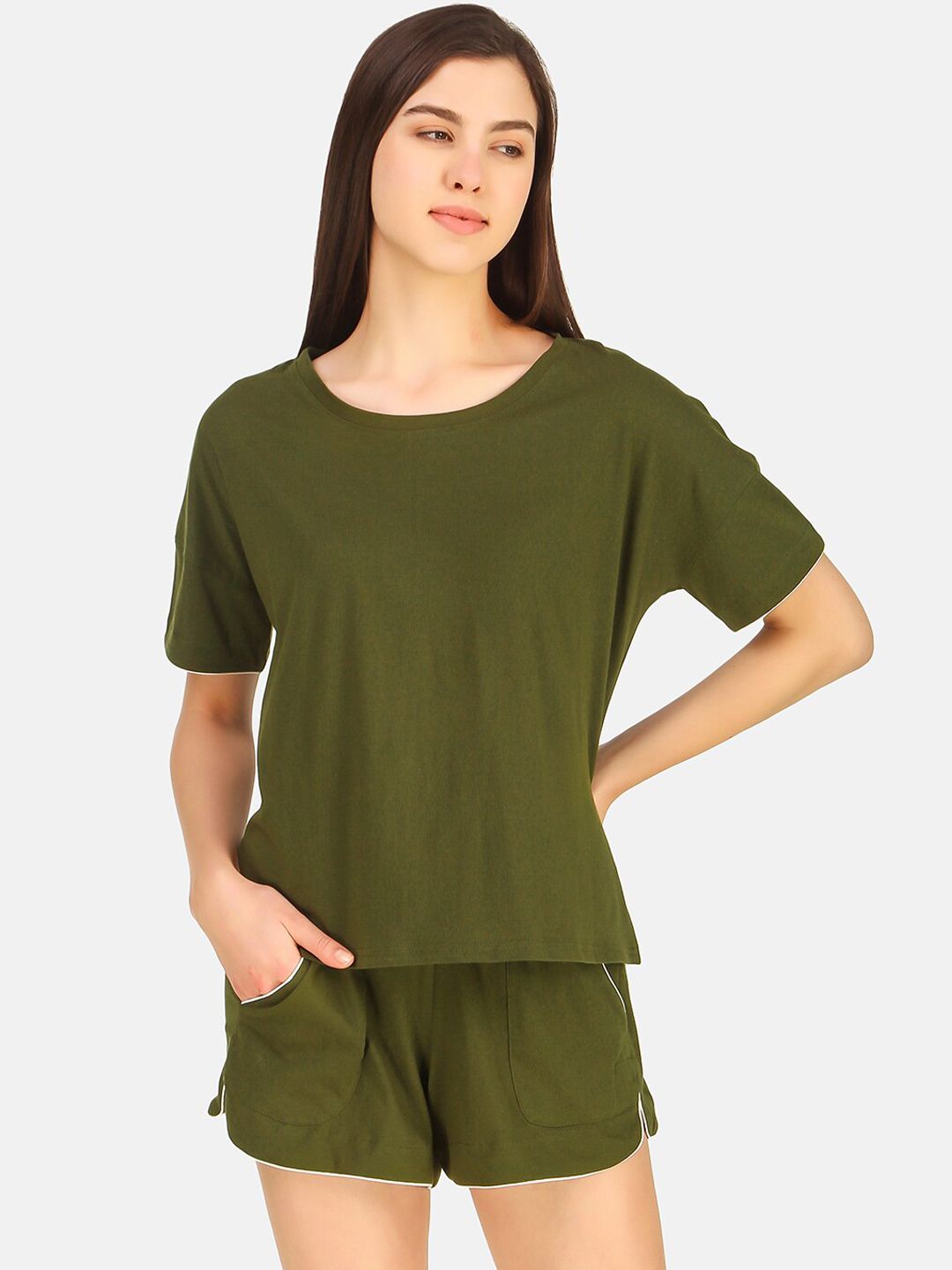 Masha Women Olive Green Night Suit Price in India