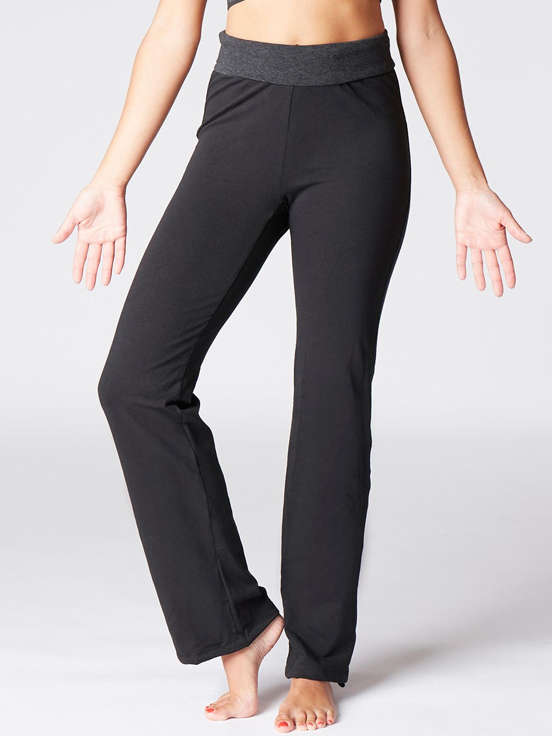 Domyos By Decathlon Women Black Slim Fit High-Rise Easy Wash Maternity Cigarette Trousers Price in India