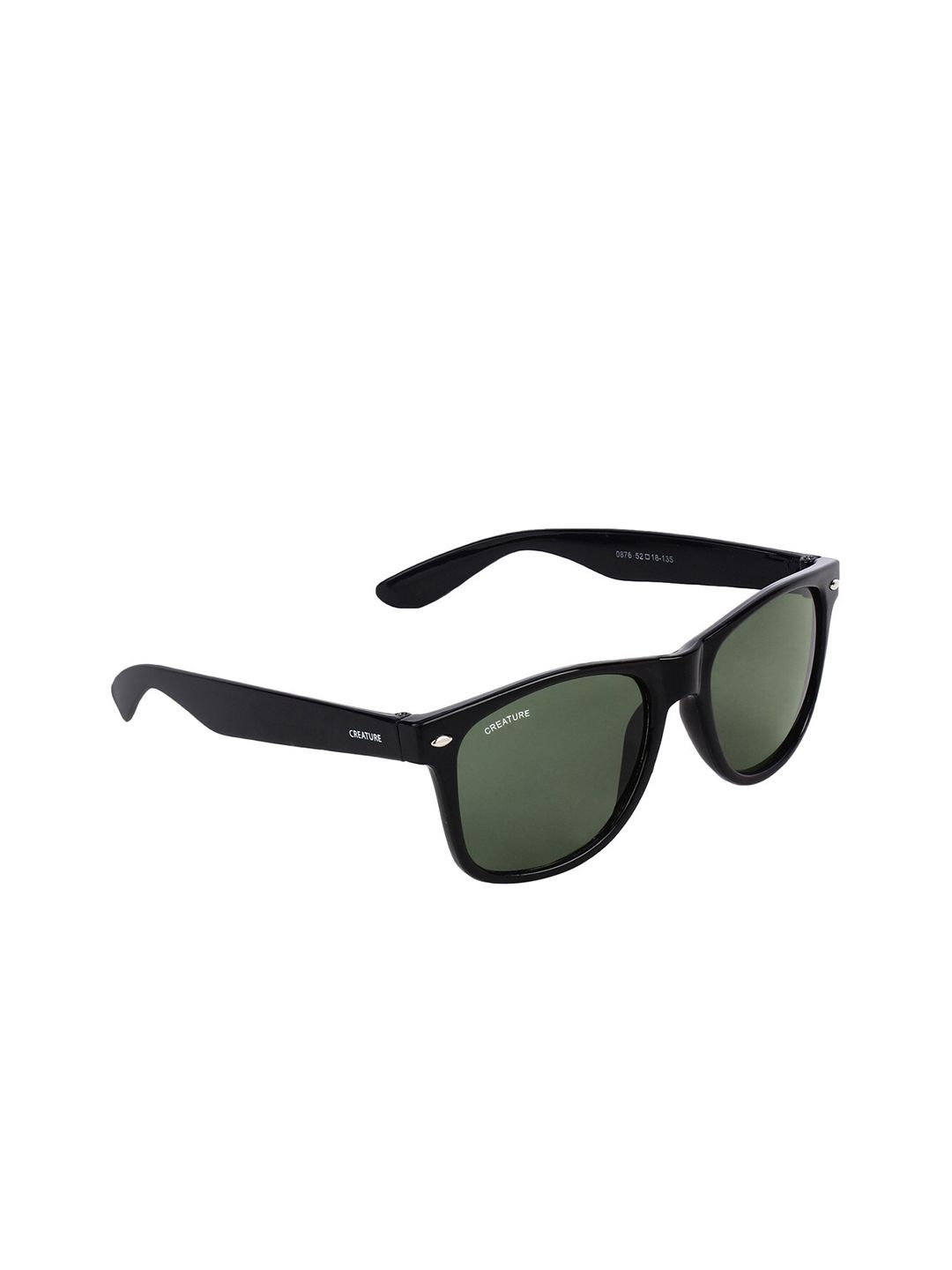 Creature Unisex Green Lens & Black Wayfarer Sunglasses with UV Protected Lens SUN-003 Price in India