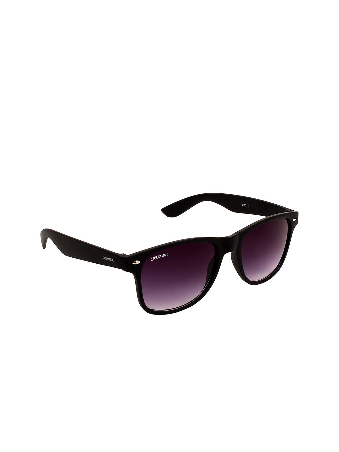 Creature Unisex Purple Lens & Black Square Sunglasses with UV Protected Lens