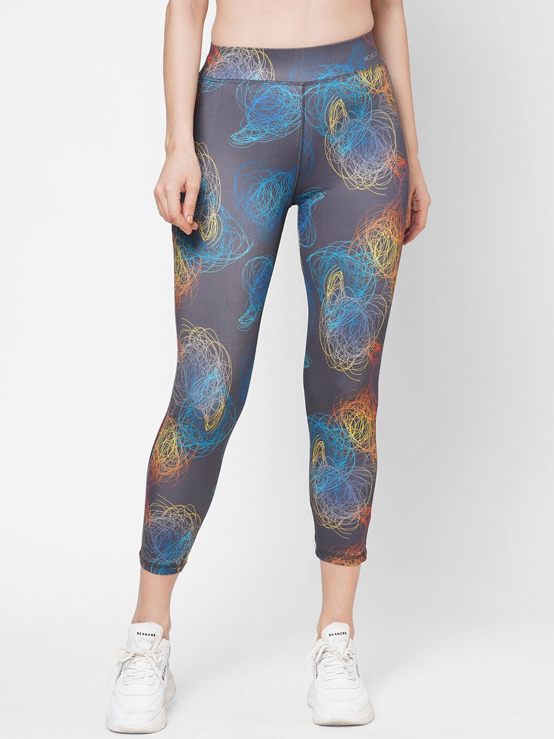 Sweet Dreams Women Grey & Blue Printed Cropped Tights Price in India