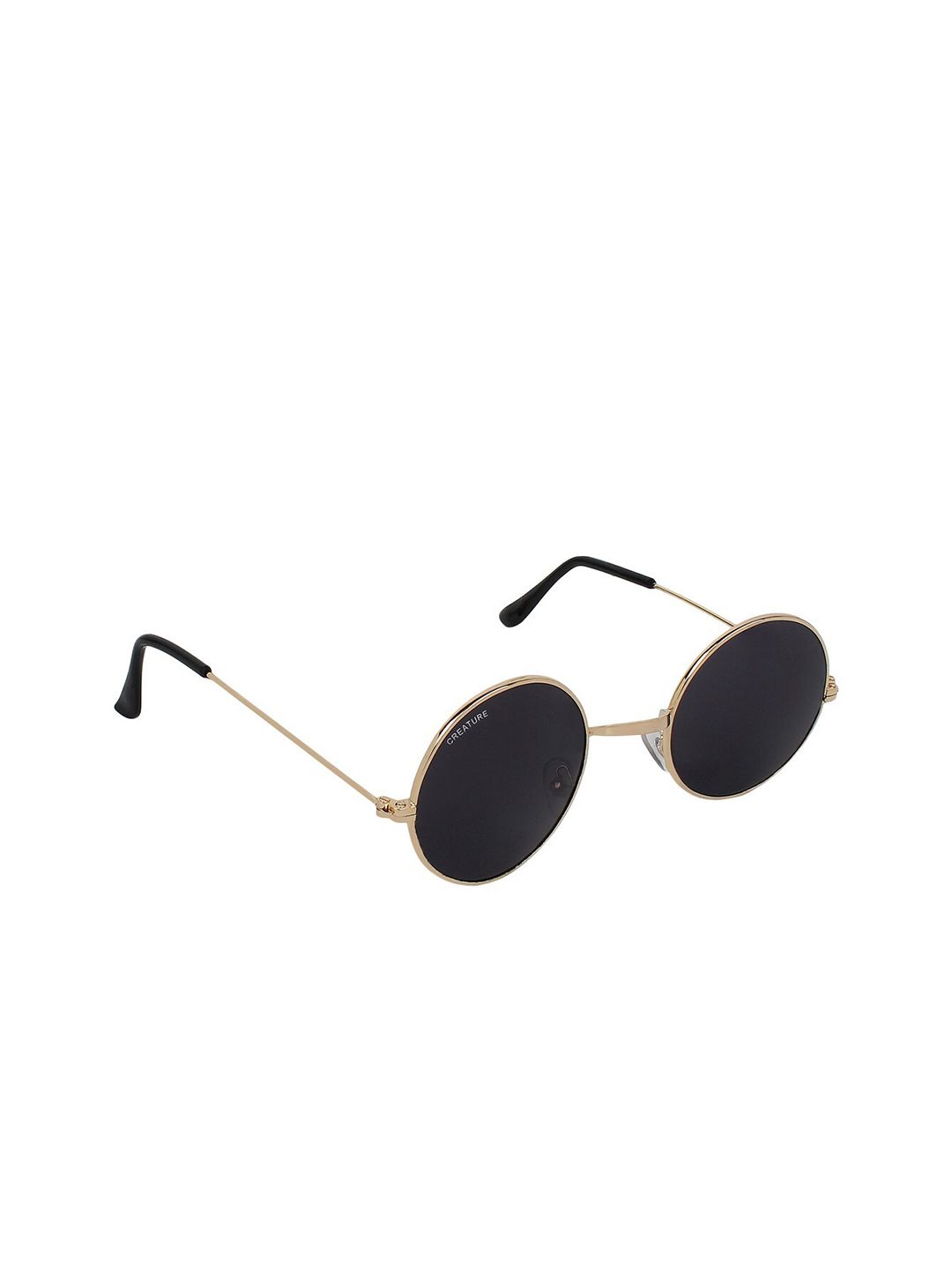 Creature Unisex Black Lens & Gold-Toned Round Sunglasses with UV Protected Lens SUN-014 Price in India