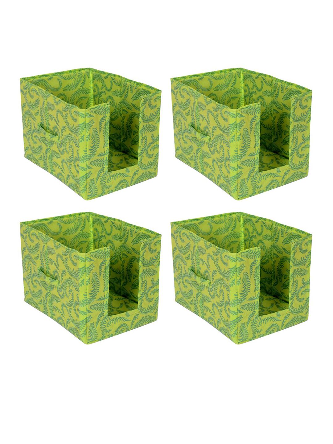 Kuber Industries Set Of 4 Green Flower Printed Foldable Saree Stacker With Handles Price in India