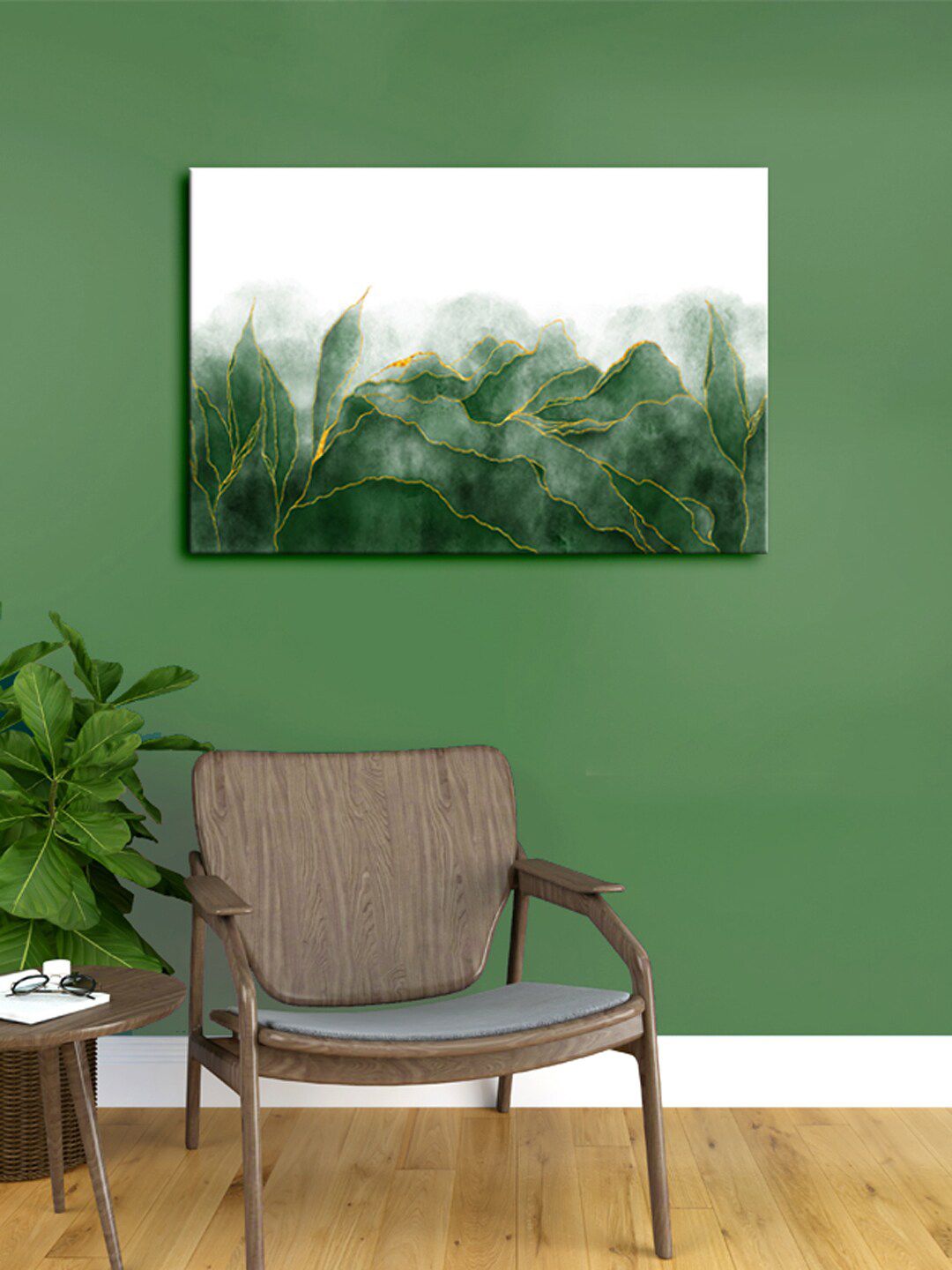 999Store White & Green Snow On A Tree Morden Art Framed Canvas Painting Wall Art Price in India