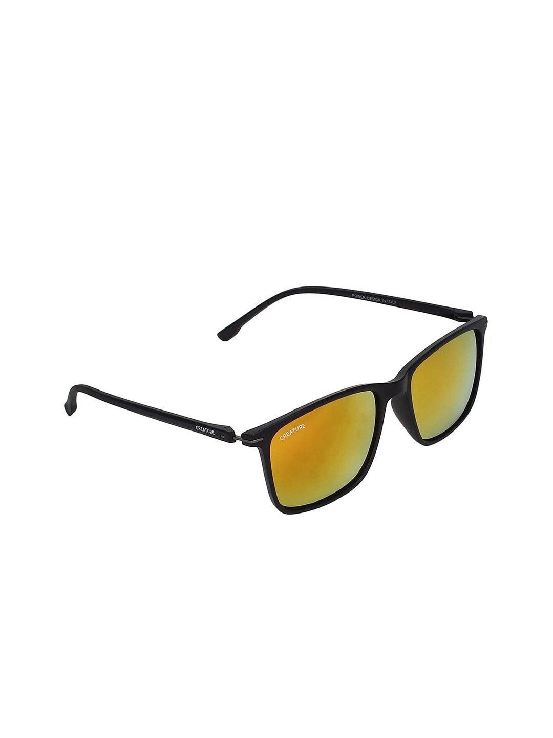 Creature Unisex Yellow Lens & Black Wayfarer Sunglasses with UV Protected Lens PWRS-004 Price in India