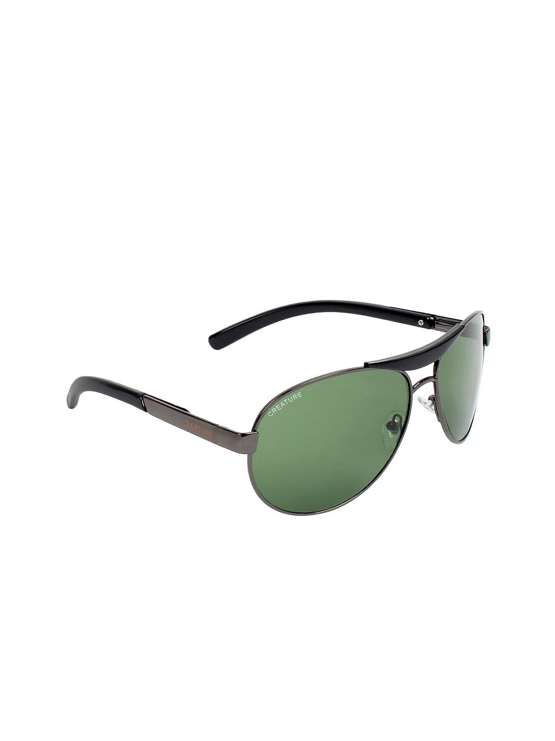 Creature Unisex Green Lens & Black UV Protected Aviator Sunglasses SUN-036