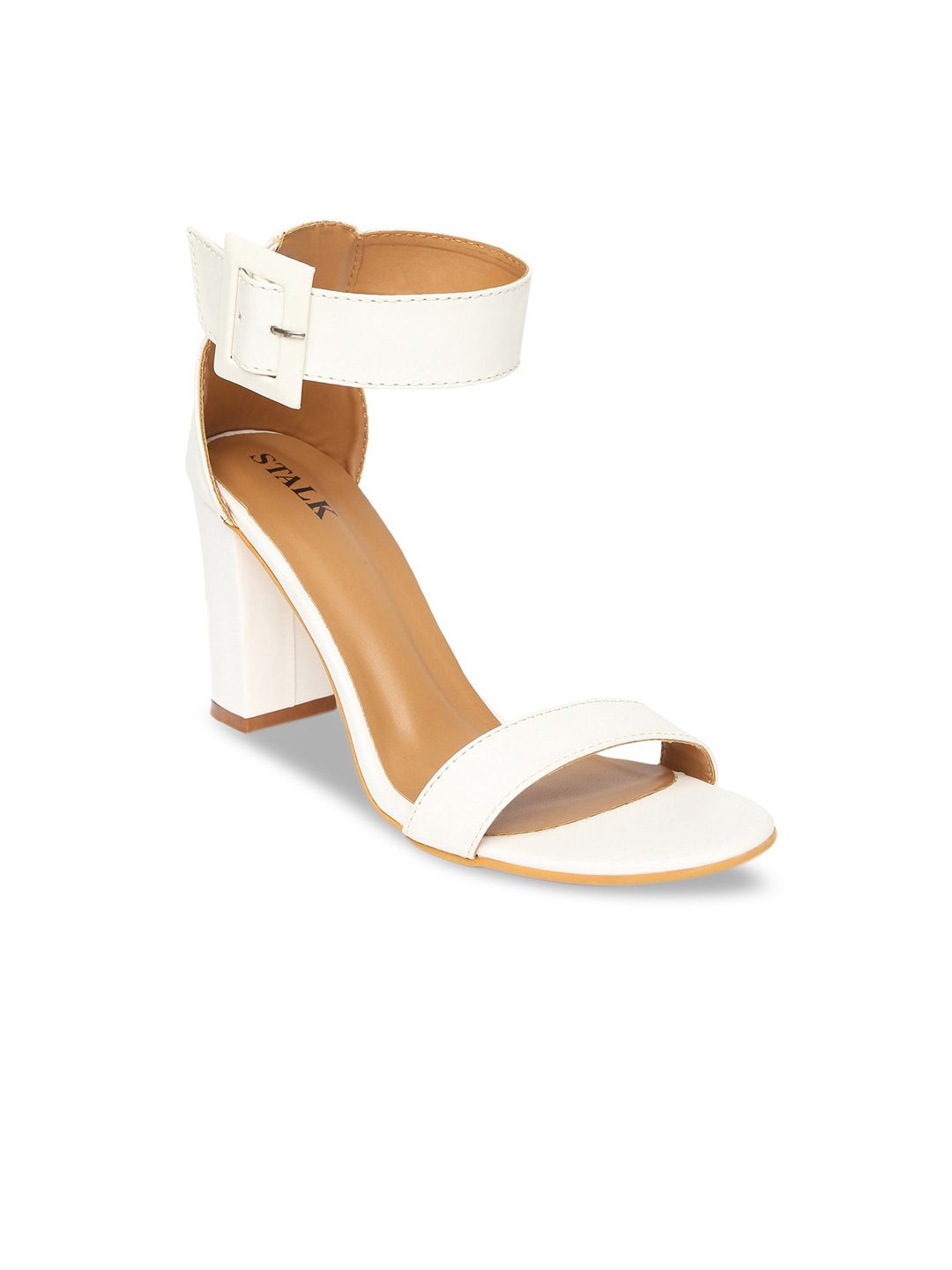 STALK White Block Sandals with Buckles Price in India