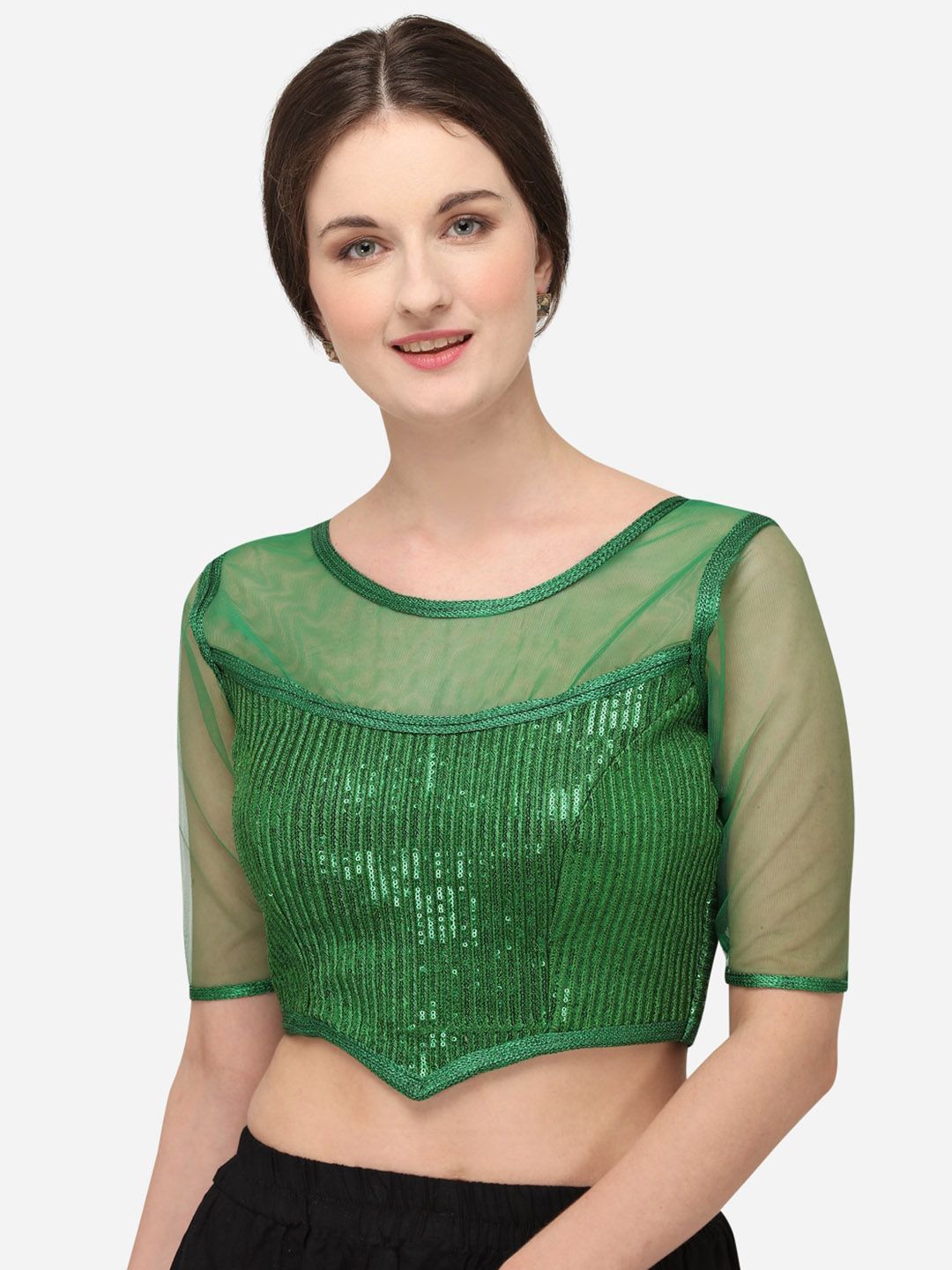 Fab Dadu Women Green Embroidered Silk Saree Blouse Price in India