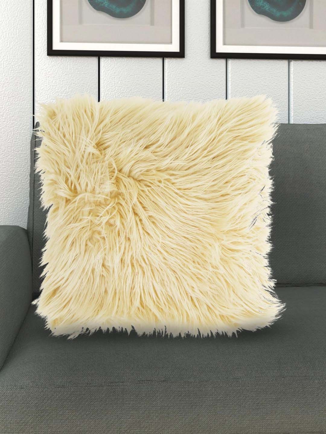 Home Centre Beige Solid Ebony Fur Filled Square Floor Cushion Price in India