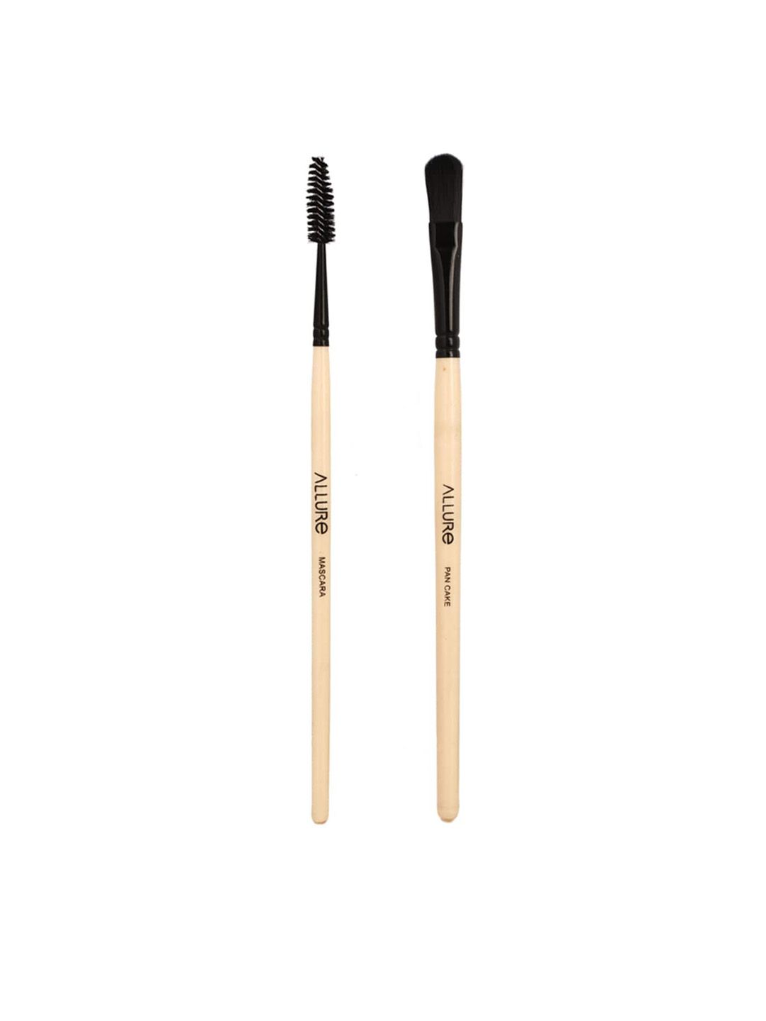 ALLURE Beige & Black Set Of 2 Classic Mascara Brush & Pan Cake Brush Price in India