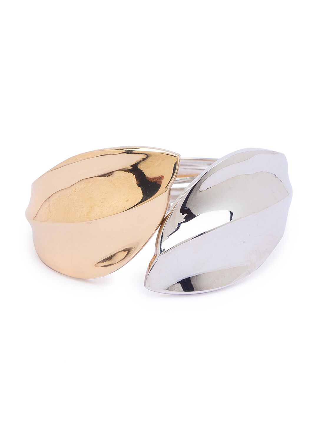 Globus Women Gold & Silver-Toned Gold-Plated Cuff Bracelet Price in India