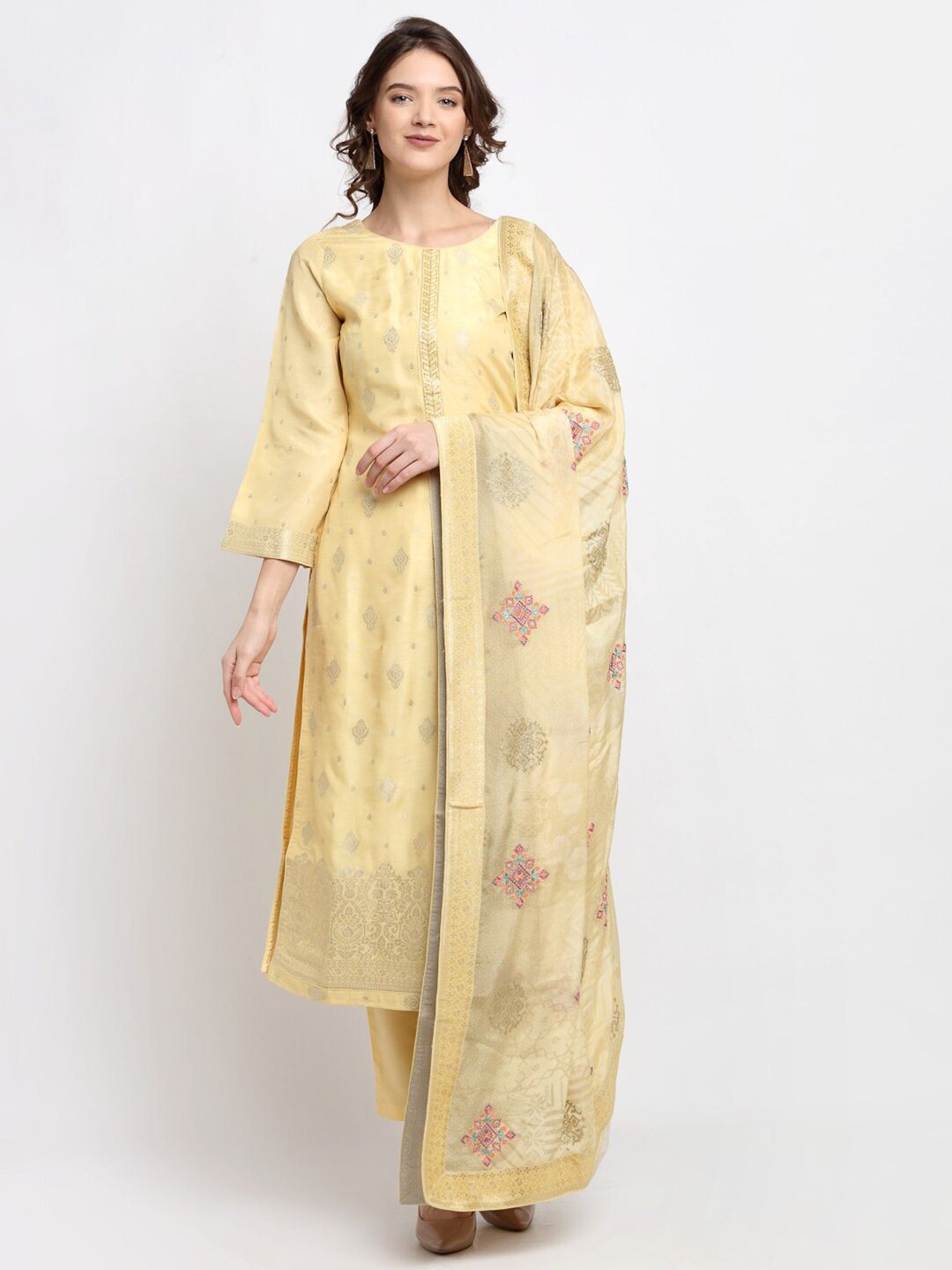 Stylee LIFESTYLE Yellow Unstitched Dress Material Price in India