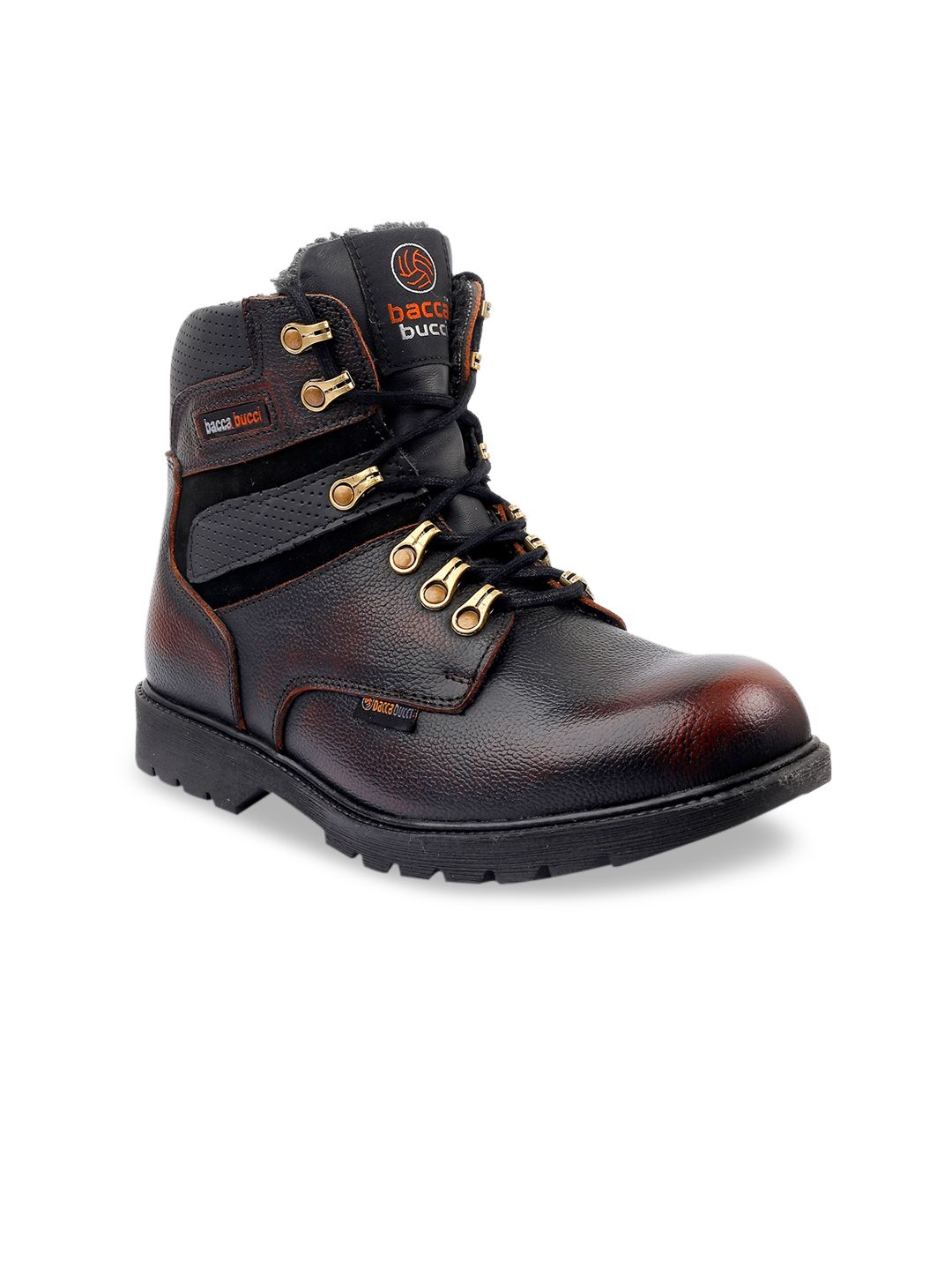 bacca bucci Men Brown Leather Flat Boots