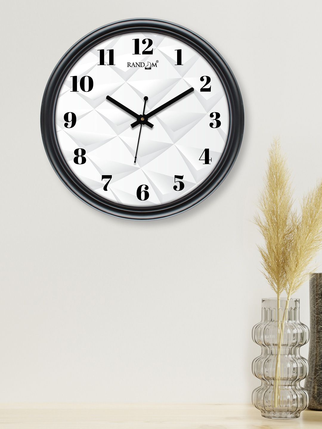 RANDOM White & Black Printed Contemporary Wall Clock Price in India