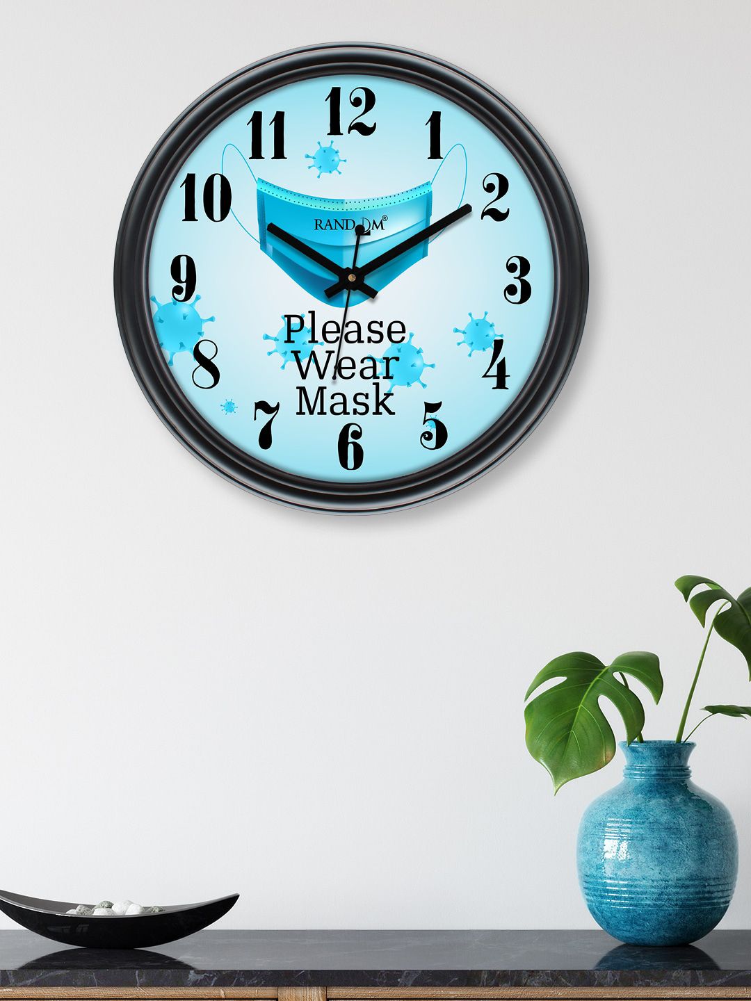 RANDOM Black & Blue Printed 30 cm Contemporary Wall Clock Price in India