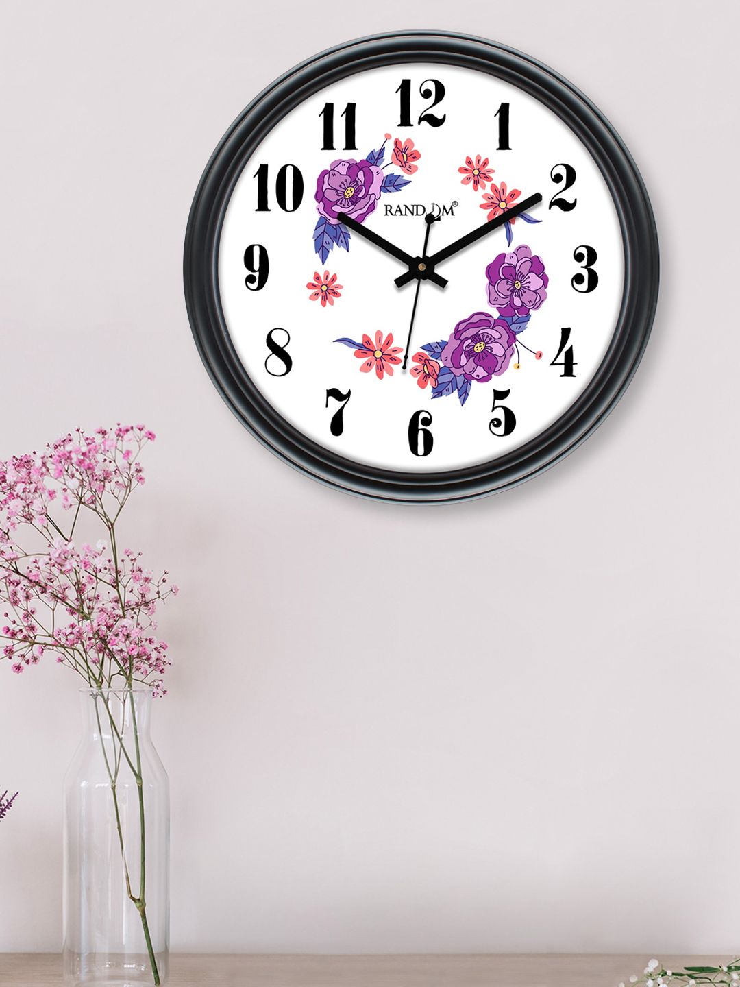 RANDOM Black & White Printed 30 cm Contemporary Wall Clock Price in India