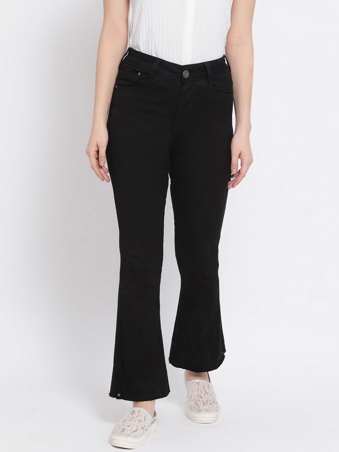 Code 61 Women Black Flared High-Rise Jeans Price in India