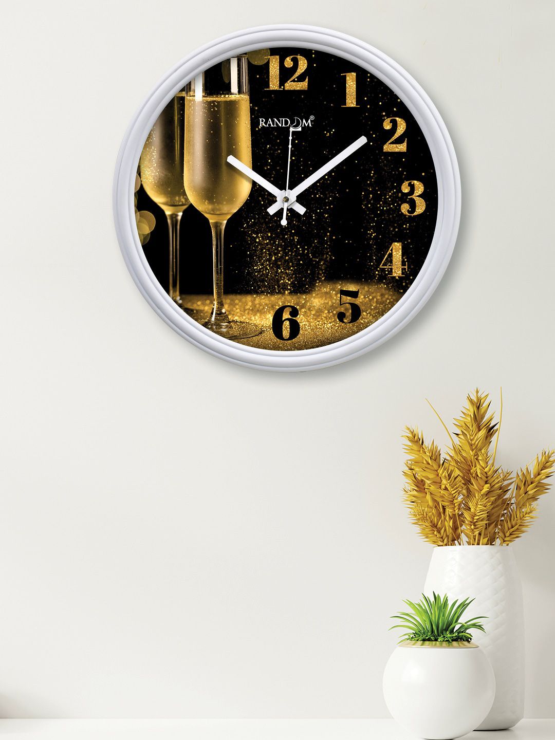 RANDOM White & Black Printed Contemporary Wall Clock Price in India