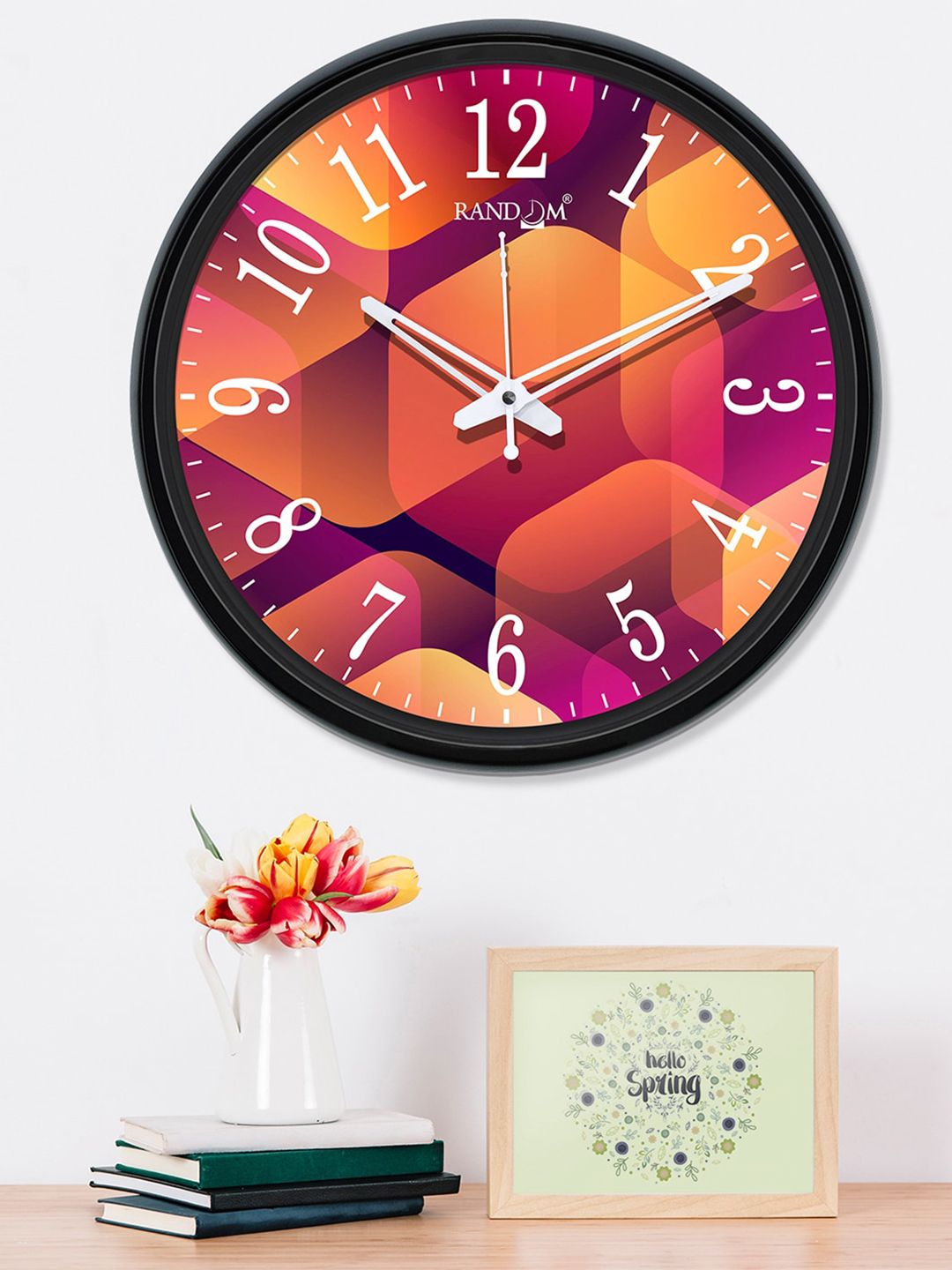 RANDOM Black & Purple Printed Contemporary Wall Clock Price in India