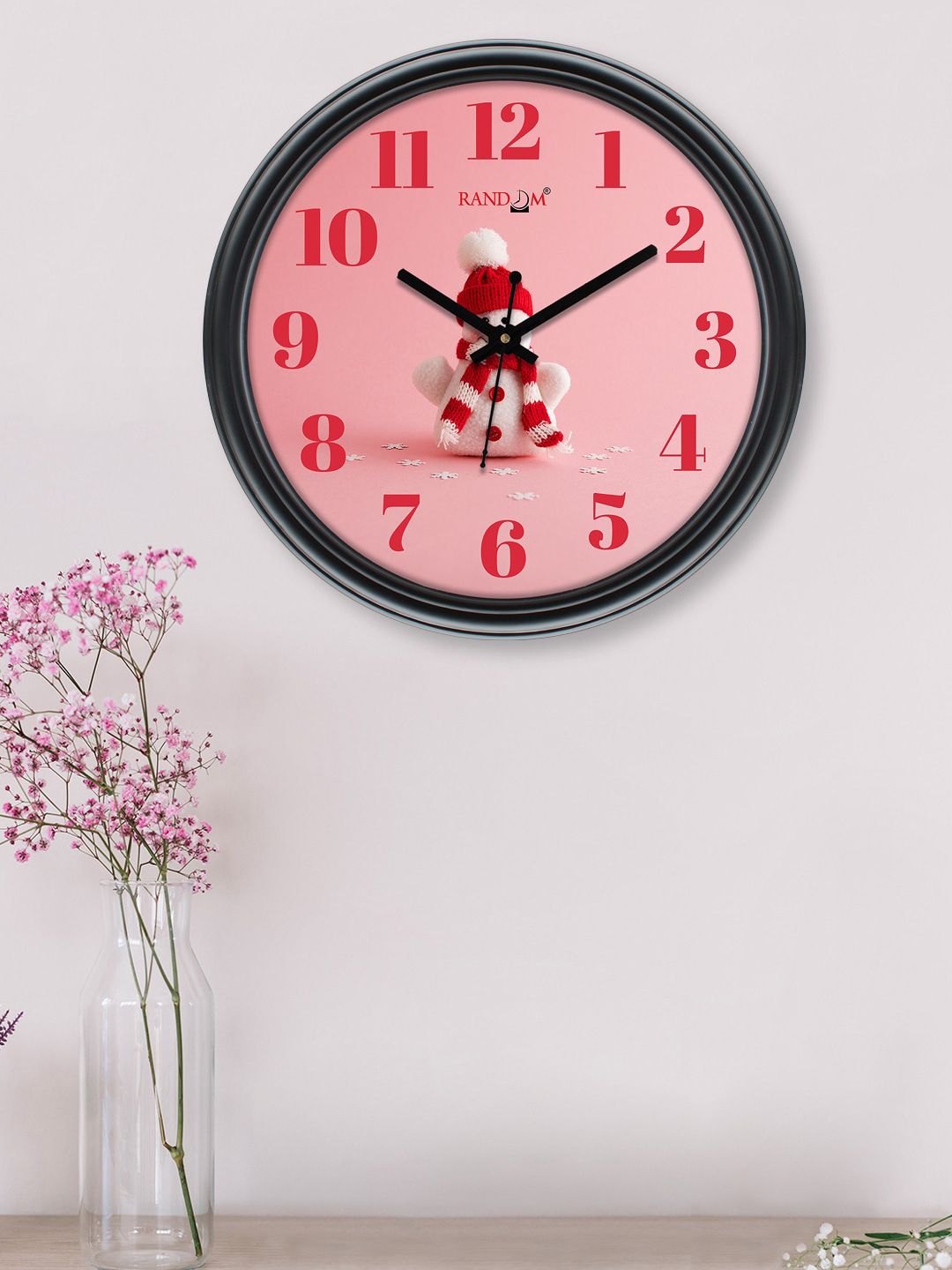 RANDOM Black & Pink Printed Contemporary Wall Clock Price in India