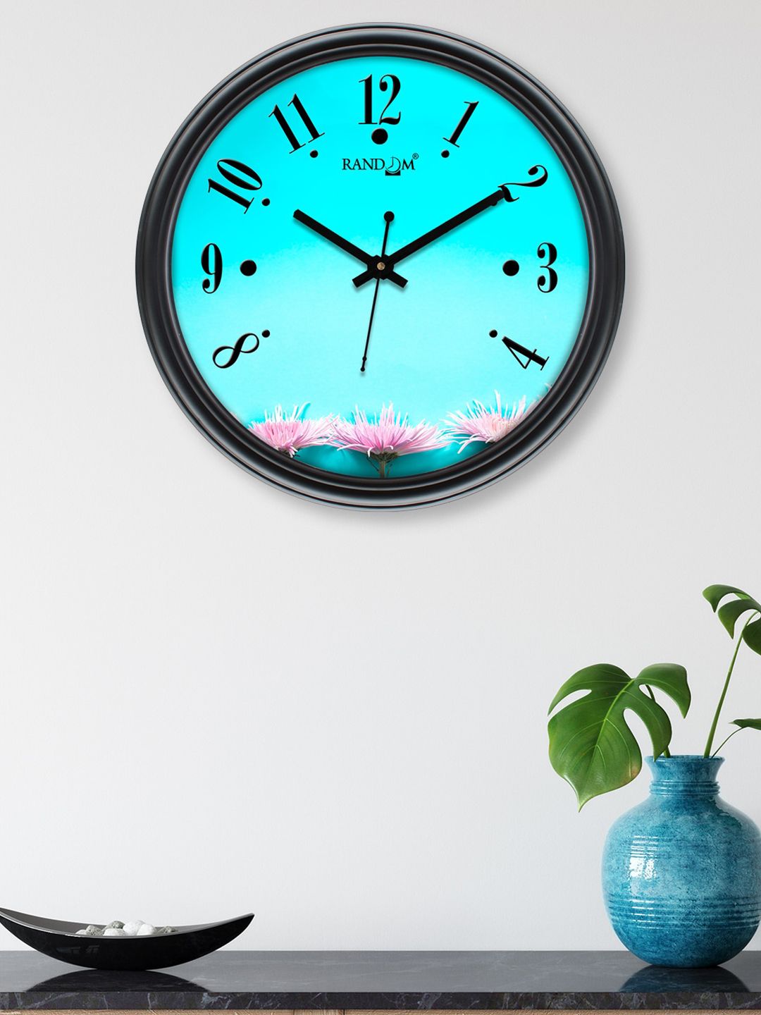 RANDOM Black & Green Printed Contemporary Wall Clock Price in India