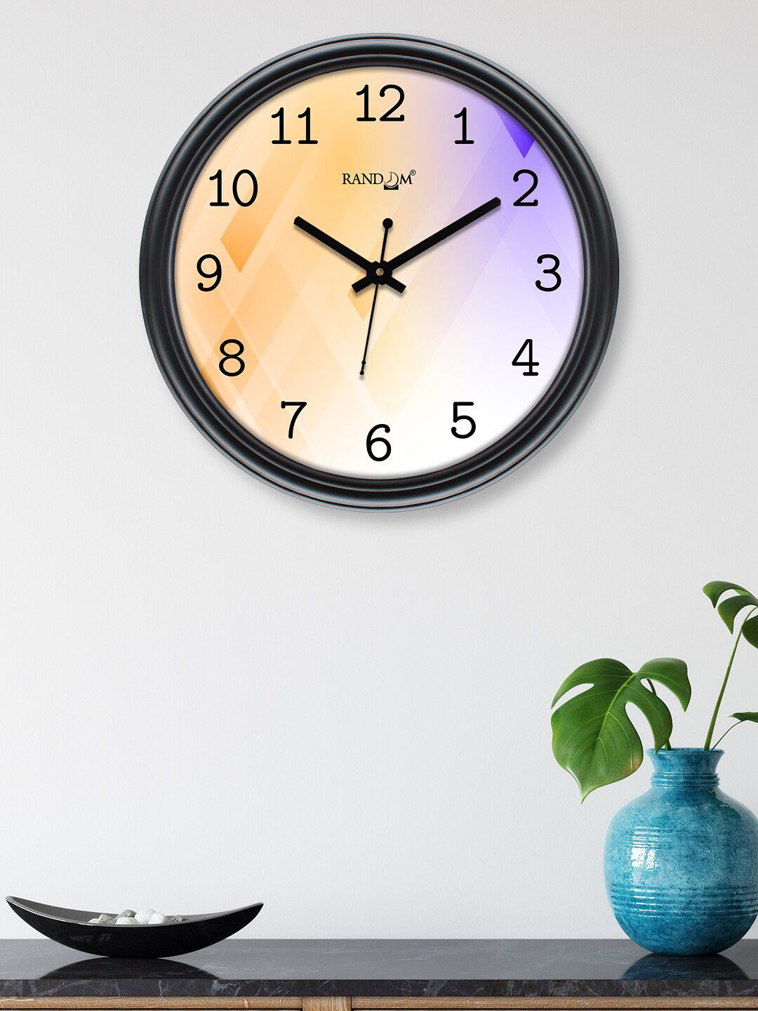 RANDOM Black & Purple Printed Contemporary Wall Clock Price in India