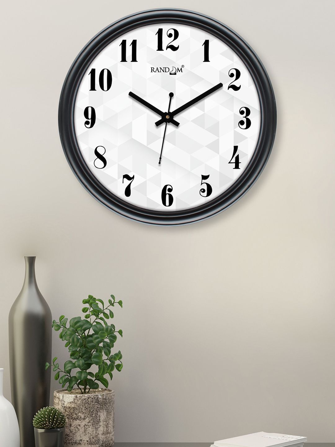 RANDOM White & Black Printed Contemporary Wall Clock Price in India