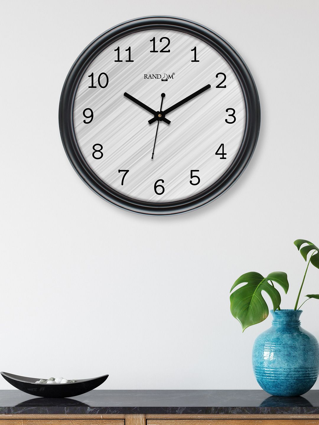 RANDOM Black & Grey Printed Contemporary Wall Clock Price in India