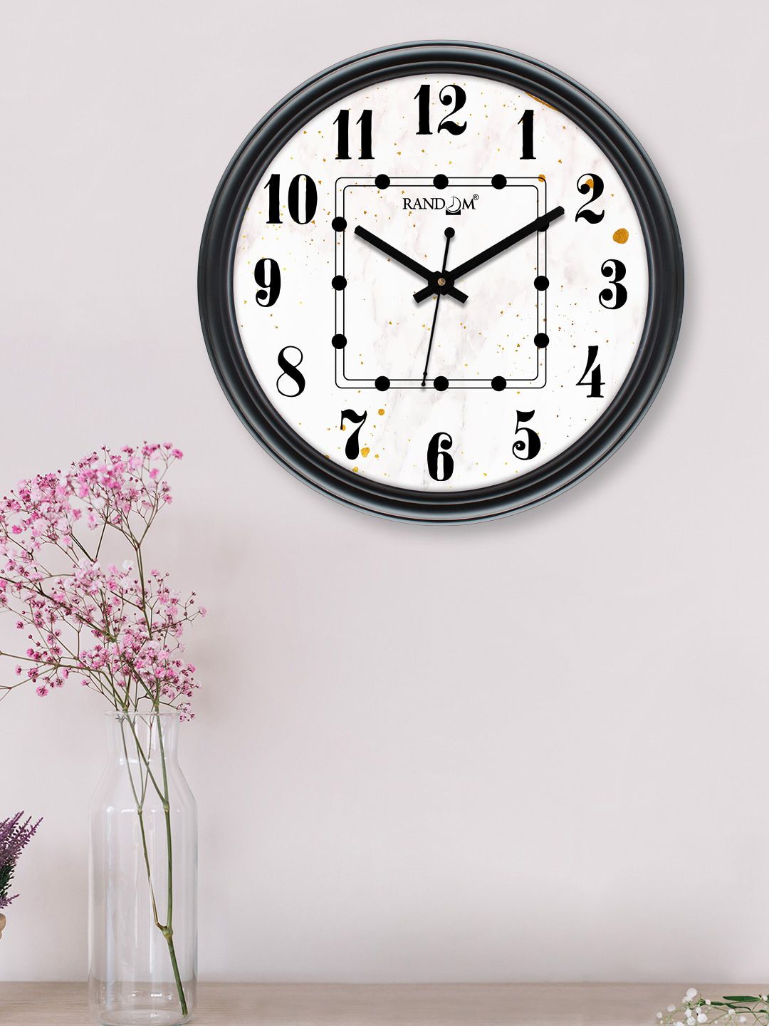 RANDOM Black & White Printed Contemporary 30.48 cm Wall Clock Price in India