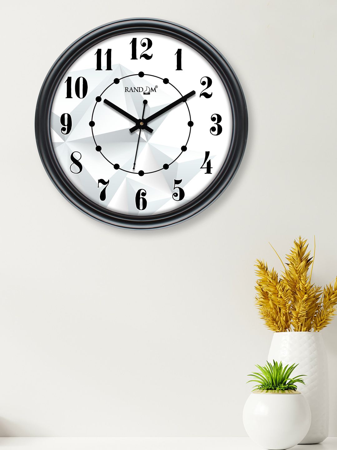 RANDOM Black & White Printed 30 cm Contemporary Wall Clock Price in India