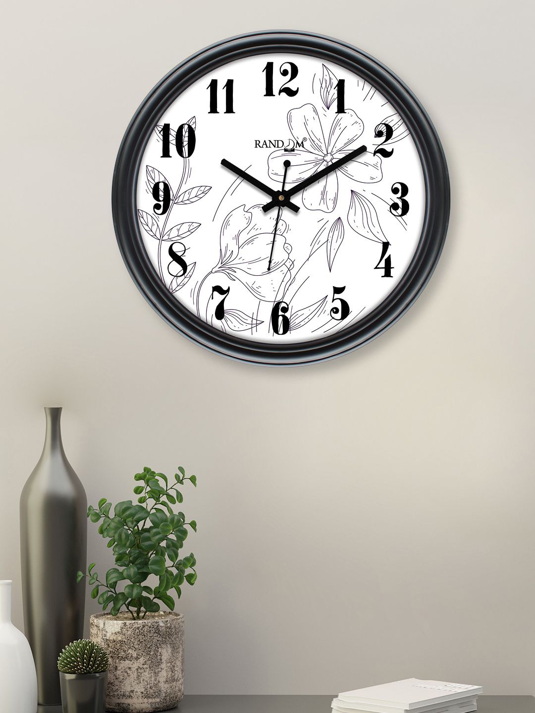 RANDOM White & Grey Printed Contemporary Wall Clock Price in India