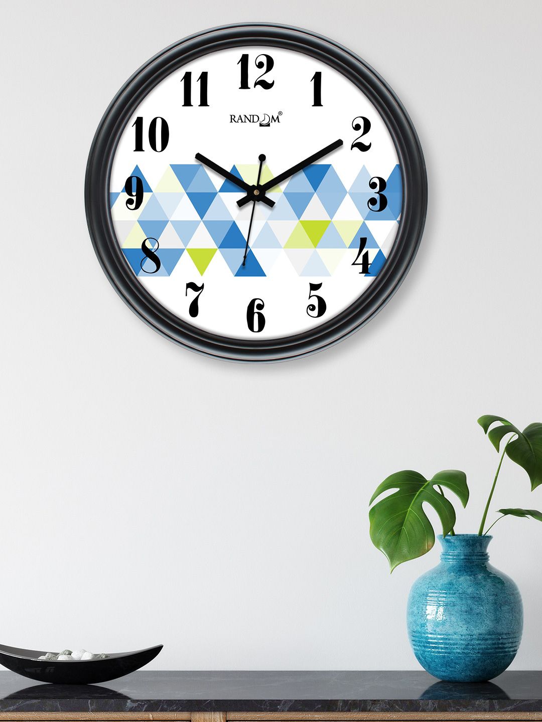 RANDOM White & Blue Printed Contemporary Wall Clock 30 cm Price in India