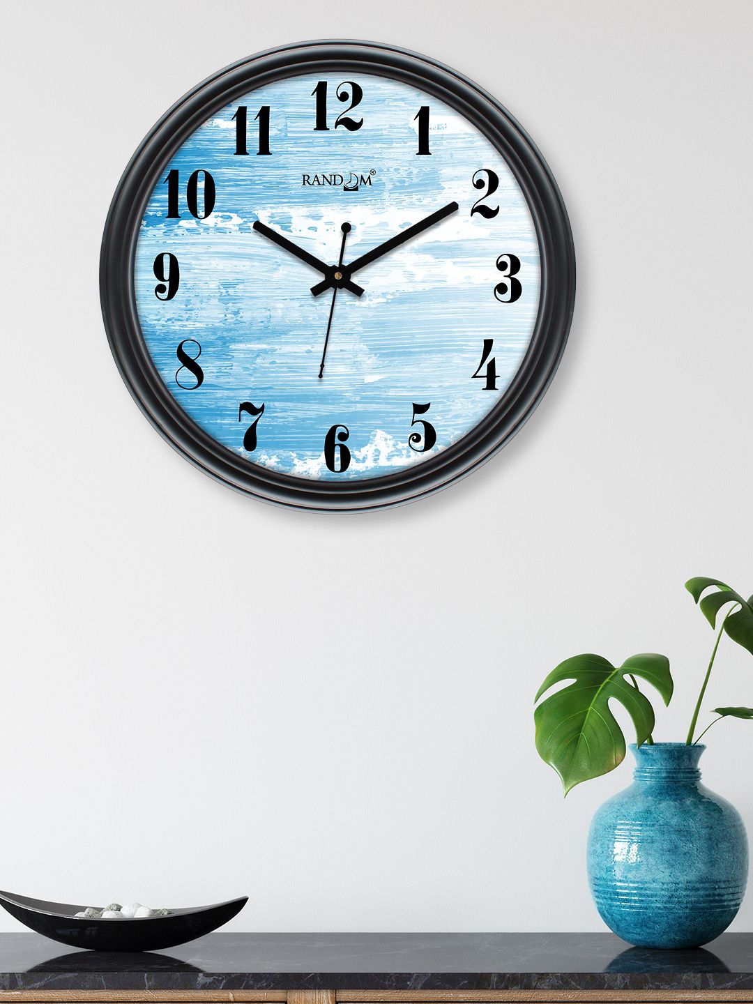 RANDOM Black & Blue Printed Contemporary Wall Clock Price in India