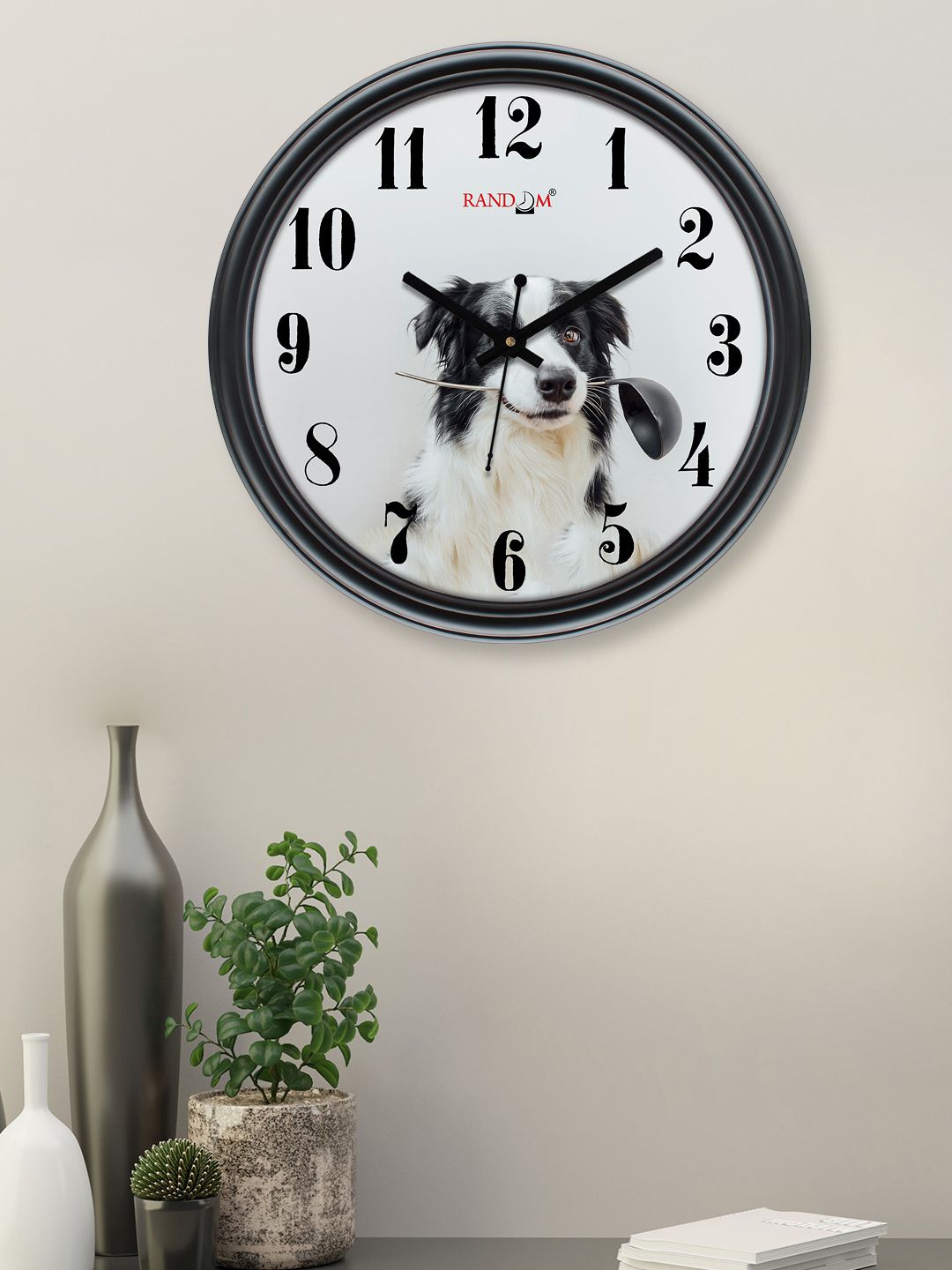 RANDOM White & Black Printed Contemporary Wall Clock Price in India