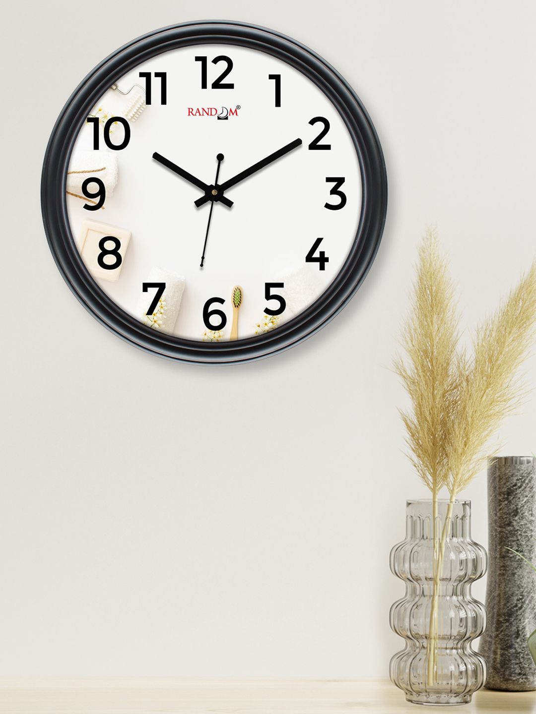 RANDOM White & Black Printed Contemporary Wall Clock Price in India