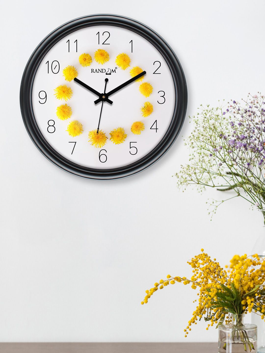 RANDOM Black & White Printed Contemporary Wall Clock Price in India